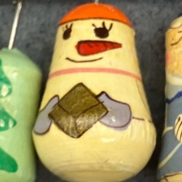 Christmas Pin Brooch Matryoshka Doll Dangles Silver Safety Santa Claus Snowman - Picture 4 of 10